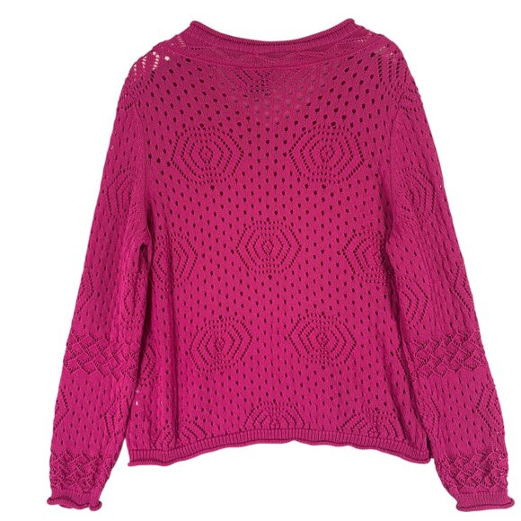 Allison Sheri soft knit sweater top v-neck col Fuschia size xxl - Picture 4 of 12